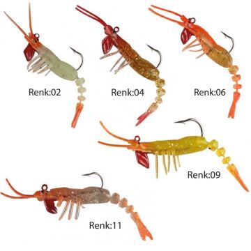 EFFE Caridina Karides 8cm 7g TPE Shrimp Silikon Suni Yem Renk:09