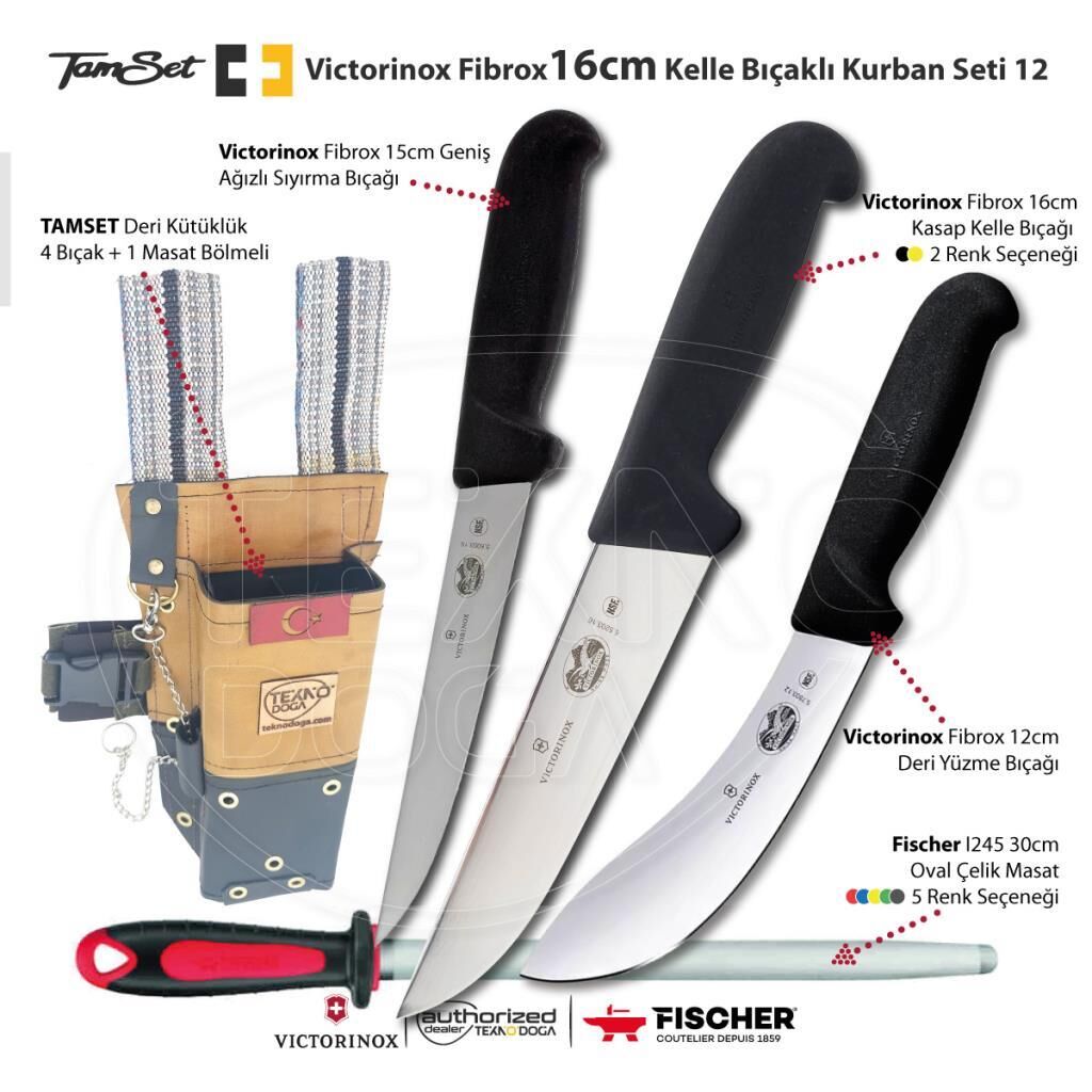 TAMSET Victorinox Fibrox 16cm Kelle Bıçaklı Kurban Seti 12