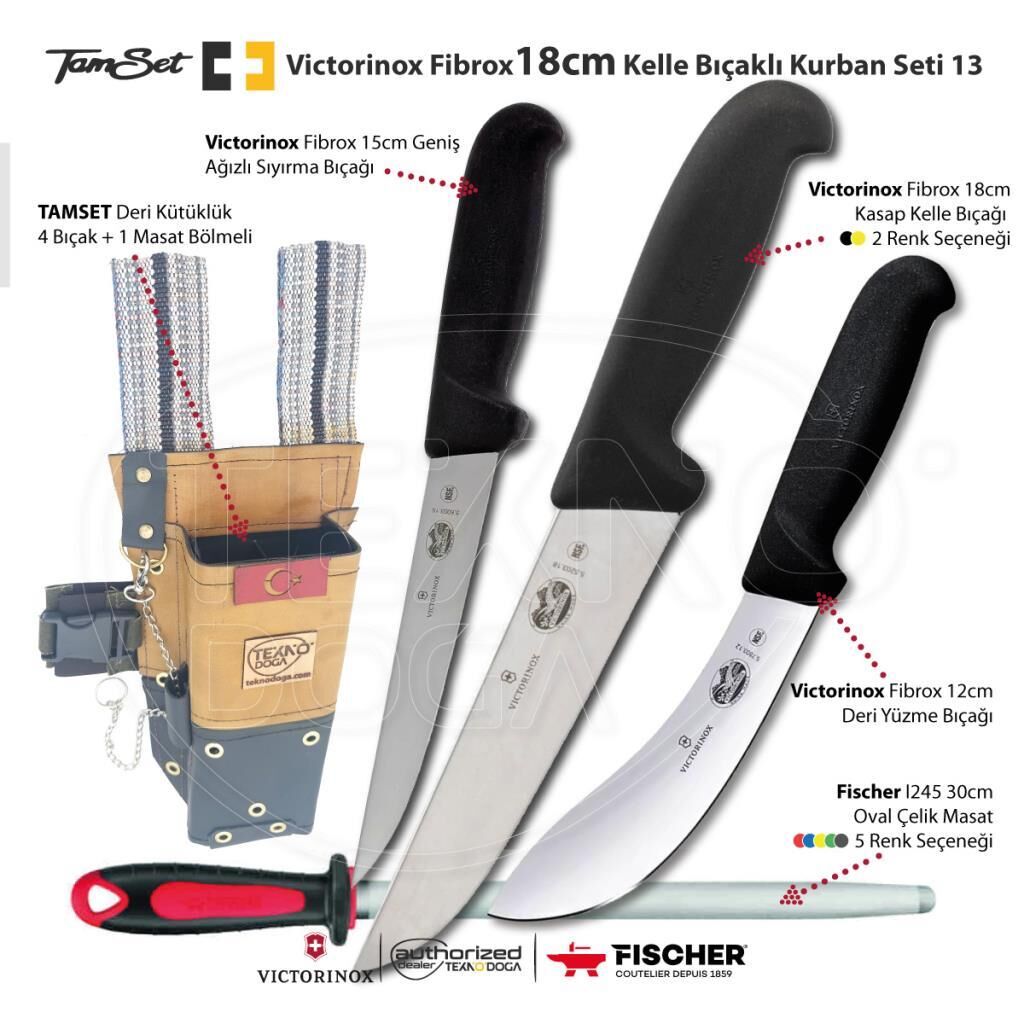 TAMSET Victorinox Fibrox 18cm Kelle Bıçaklı Kurban Seti 13
