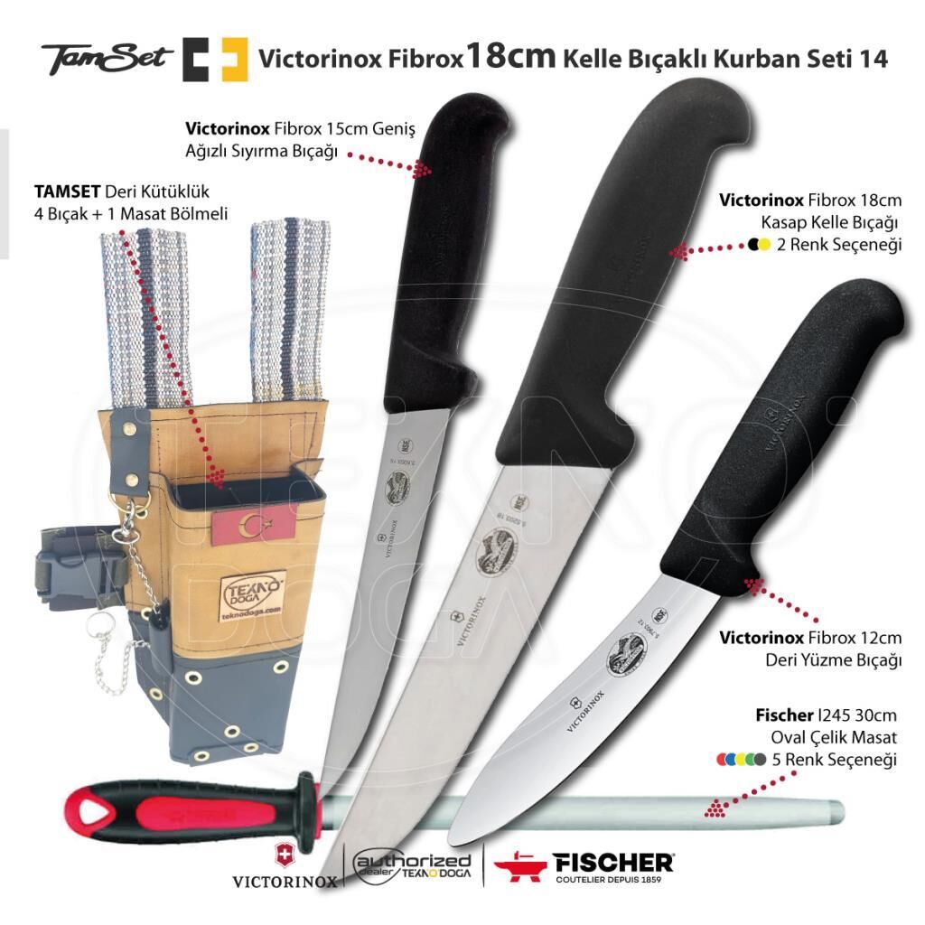 Victorinox Fibrox 18cm Kelle Bıçaklı Kurban Seti 14 V1803DX1