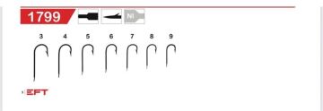 EFT Hook 1799 Siyah Düz Çapari Olta İğnesi