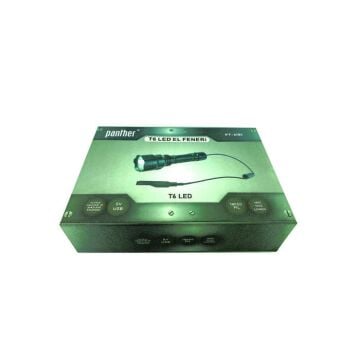 Panther LED El Feneri T6 USB Şarjlı Fener PT-4101