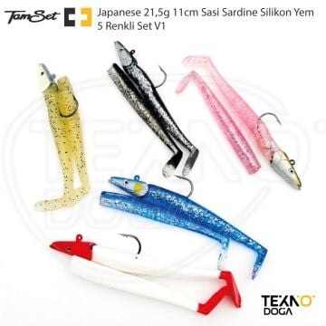 TAMSET 21.5g 11cm Sasi Sardine Silikon Yem 5 Renkli Set V1