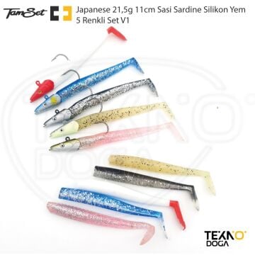 TAMSET 21.5g 11cm Sasi Sardine Silikon Yem 5 Renkli Set V1