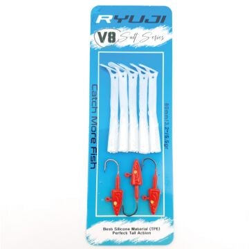 Ryuji V8 8cm 5.5g LRF Silikon Yem Red Head White Silver