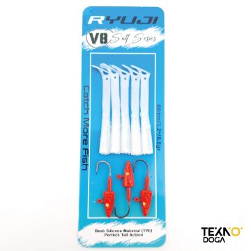 Ryuji V8 8cm 5.5g LRF Silikon Yem Red Head White Silver