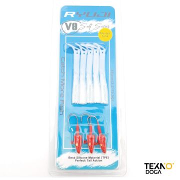 Ryuji V8 8cm 5.5g LRF Silikon Yem Red Head White Silver