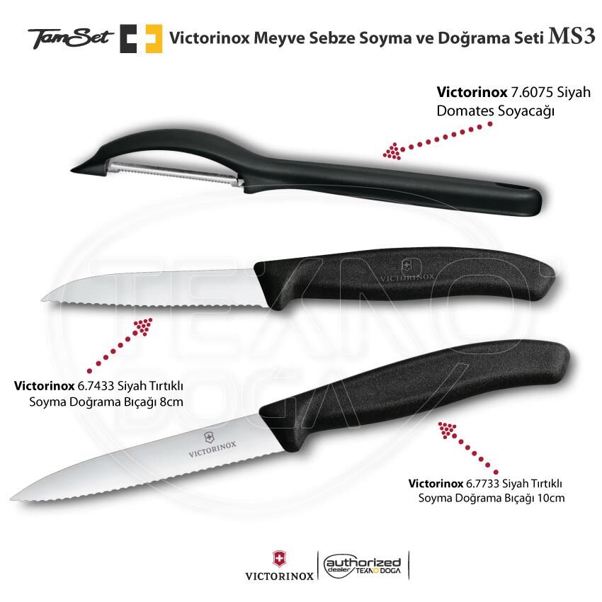 Victorinox Meyve Sebze Soyacak ve Doğrama Bıçağı Seti MS3