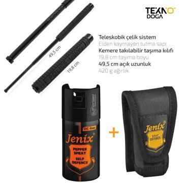 TDTX W42 Cop ve Jenix 40ml Kılıflı Biber Gazı Seti KS1