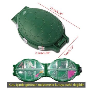 TAMSET İğne Kutusu 12 Gözlü Plastik Kaplumbağa Balıkçı Kutu Kırmızı