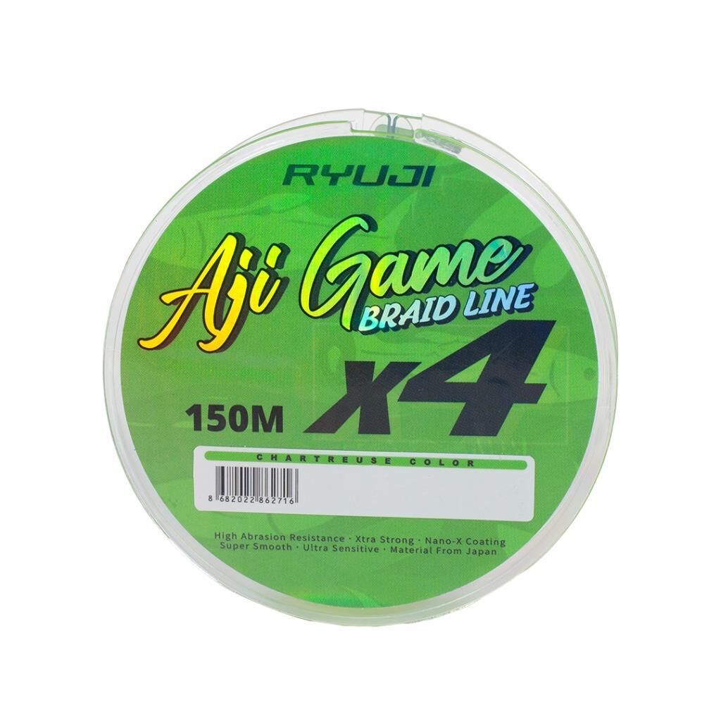 Ryuji Aji Game 150m 4x 4 Kat LRF Örgü İp Misina Chartreuse 0.03mm