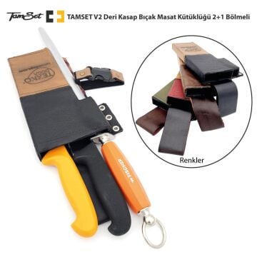 TAMSET V2 Deri Kütüklük 2+1 Bıçak Masat Kütüklüğü
