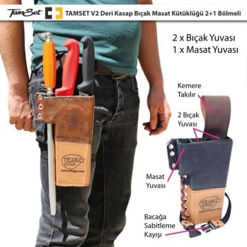 TAMSET V2 Deri Kütüklük 2+1 Bıçak Masat Kütüklüğü