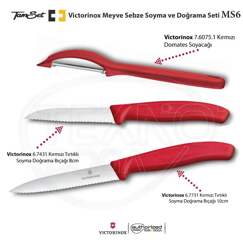 Victorinox Meyve Sebze Soyacak ve Doğrama Bıçağı Seti MS6