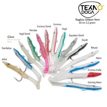 EFFE Raglu 10cm 3.2g Silikon LRF Levrek Avı Suni Yem 8ad Kırmızı Kafa