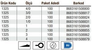 EFFE 1325 100ad Uzun Saplı Delikli Mavi İğne No:2/0