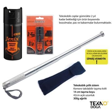 TDTX W38 Jop ve Jenix 60ml Biber Gazı Kişisel Savunma Seti KS19