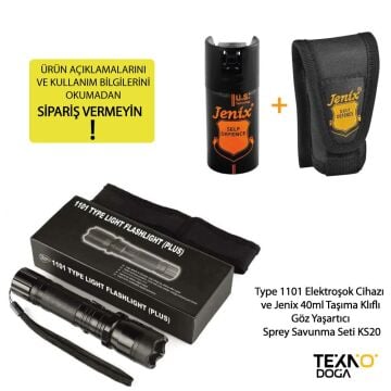 TYPE 1101 Elektroşok ve Jenix 40ml Kılıflı Savunma Seti KS20