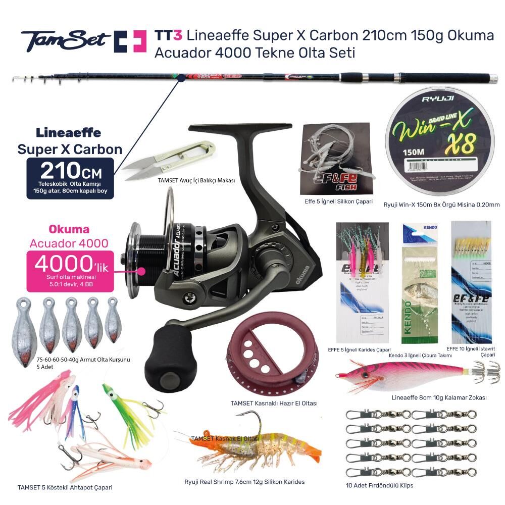 TAMSET Acuador 4000  X Carbon 210cm 150g Tekne Olta Seti TT3