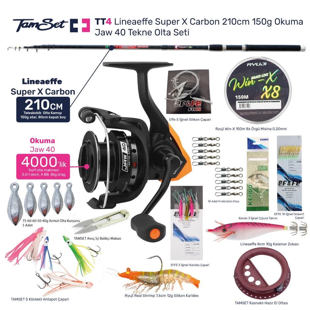 TAMSET Jaw 40 Super X Carbon 210cm 150g Tekne Olta Seti TT4